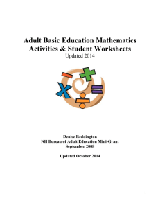 ABE/GED Mathematics Activities & Student Worksheets