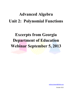 Parent Unit 2 Guide for Advanced Algebra