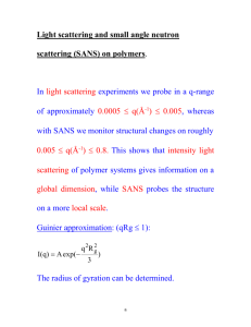 Light scattering and small angle neutron scattering (SANS) on