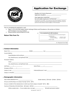Application for Exchange - National Student Exchange