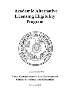 II. Academic Licensing Eligibility Program