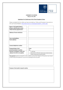 Academic Visitors Application Form DOC 70kB