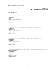 Chapter 09 The Capital Asset Pricing Model