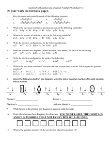 Electron Configuration and Quantum Numbers Worksheet #13
