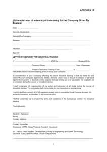 Sample Letter of Indemnity - UTAR Industrial Training Management