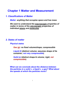 Chapter 1 Matter and Measurement