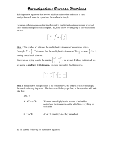 Investigation: Solving Equations Using Inverse Matrices