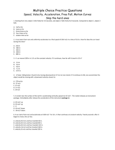 1 Multiple Choice Practice Questions Speed, Velocity, Acceleration