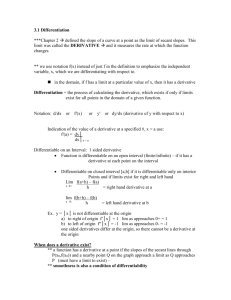 Chapter 3 Notes - the derivative