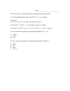 Practice Exam for CFG`s Solutions