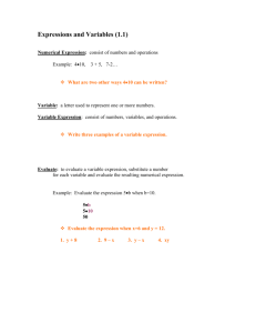 Expressions and Variables (1