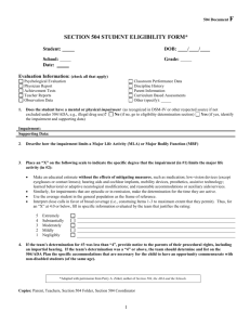 SECTION 504/ADA STUDENT ELIGIBILITY FORM