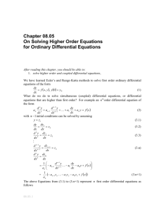 On Solving Higher Order Equations for Ordinary