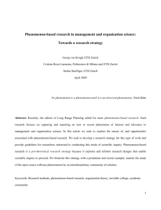 Phenomenon-based research in management and organization
