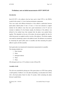 Provisional note on initial measurements of RTV DOW
