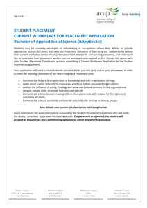 BAppSocSci Workplace for Placement Application