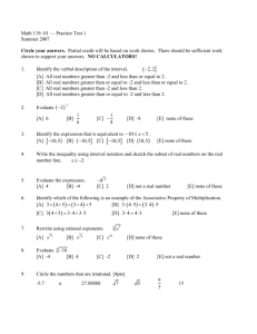 Math 119- 01 — Practice Test 1