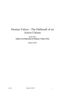 Human Values - The Hallmark of an Active Citizen