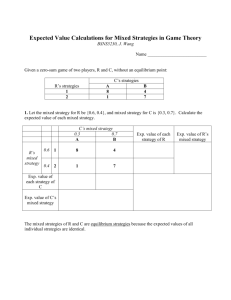 Expected Value Calculations for Mixed Strategies in Game Theory