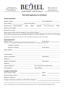 2015-2016 Application for Enrollment