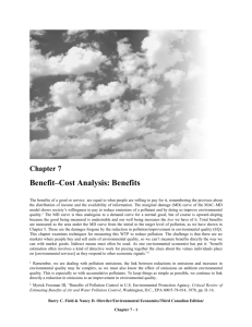 Chapter 7: BENEFIT–COST ANALYSIS: BENEFITS