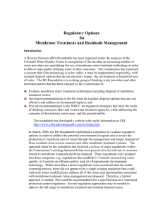Membrane Treatment - Regulatory Options for Membrane Treatment