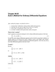 Textbook notes for Euler`s Method for Ordinary Differential Equations