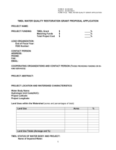 TMDL Water Quality Restoration Grant Application Form
