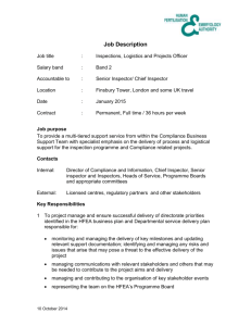 Inspections, Logistics and Projects Officer job description