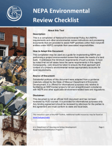 NEPA Environmental Review Checklist for NSP
