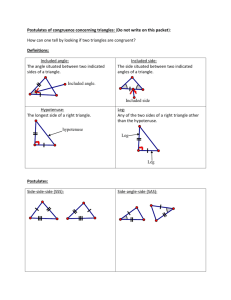Postulates of congruence concerning triangles: (Do not write on this