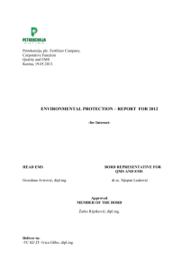 ENVIRONMENTAL PROTECTION - REPORT FOR 2011