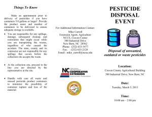 Disposal of unwanted, outdated or waste pesticides
