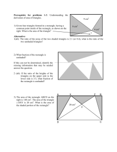 1) Given four triangles formed in a rectangle, having a common point