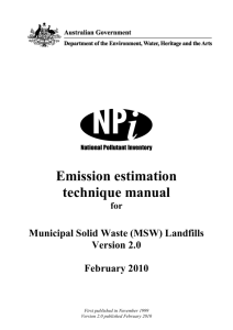 Emission Estimation Technique Manual for Municipal Solid Waste