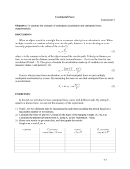 Worksheet 5.1 – Centripetal Force and Centripetal Acceleration I
