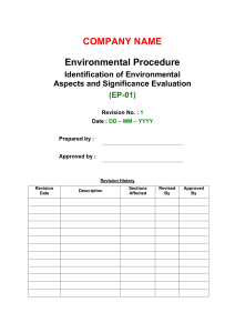 EP-01 Identification of Environmental Aspects and