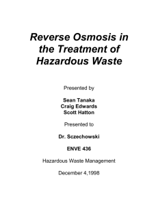 Reverse Osmosis in the Treatment of Hazardous Waste