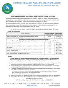 Contaminated Soil and Liquid Waste Acceptance Criteria