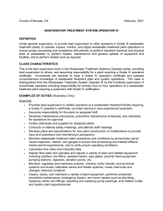 Wastewater Treatment System Operator IV