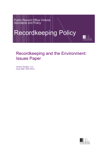 Recordkeeping and the Environment: Issues Paper