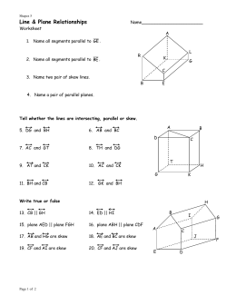 1.3 Worksheet #2 Skew Lines and Parallel Planes