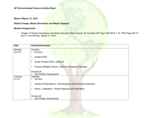 AP Environmental Science Activity Sheet Week of March 31, 2014
