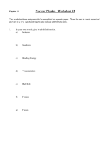 Physics 11 Nuclear Physics Review Worksheet