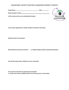 CRAWFORD COUNTY MASTER GARDENER PROJECT SURVEY