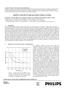AgInSbTe materials for high-speed phase change recording