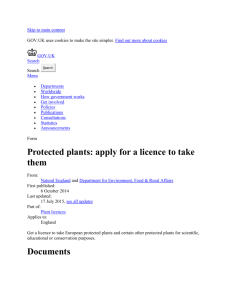 Protected plants: apply for a licence to take them