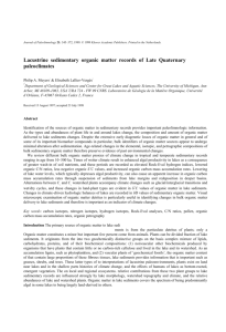 Lacustrine Sedimentary Organic Matter Records of Late Quaternary
