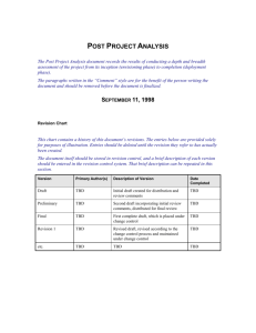 1.1 Post Project Analysis Summary