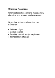 Notes on Unit 7F Simple Chemical Reactions